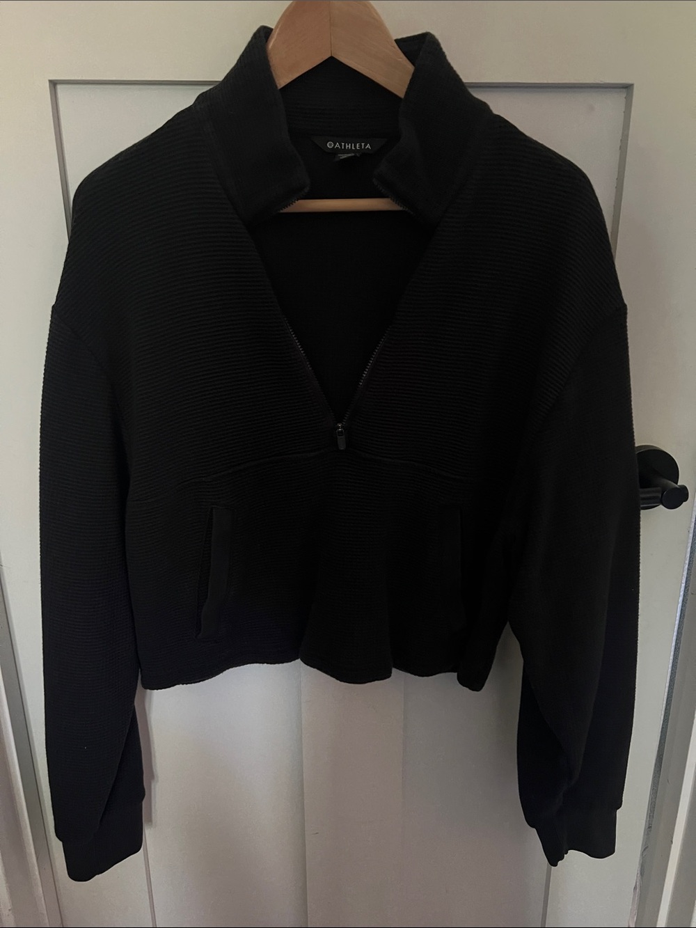 Athleta Black Textured Half-Zip Utility Jacket